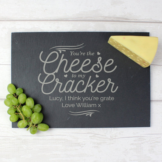 Personalised Cheese To My Cracker Rustic Slate Rectangle Cheeseboard
