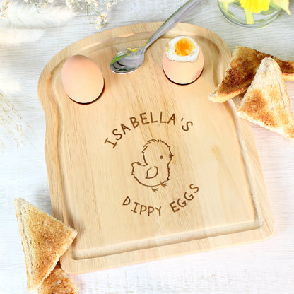 Personalised Chick Wooden Egg & Toast Breakfast Board