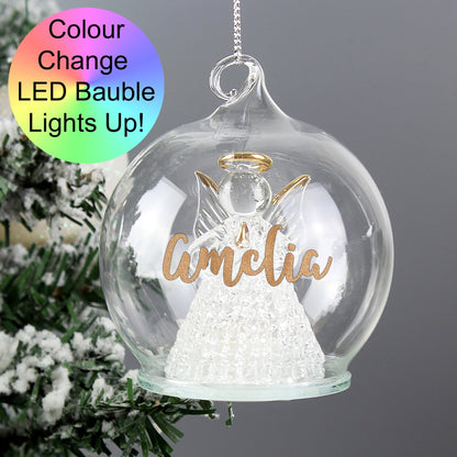 Personalised Christmas LED Colour Changing Angel Tree Bauble