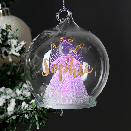 Personalised Christmas LED Colour Changing Angel Tree Bauble