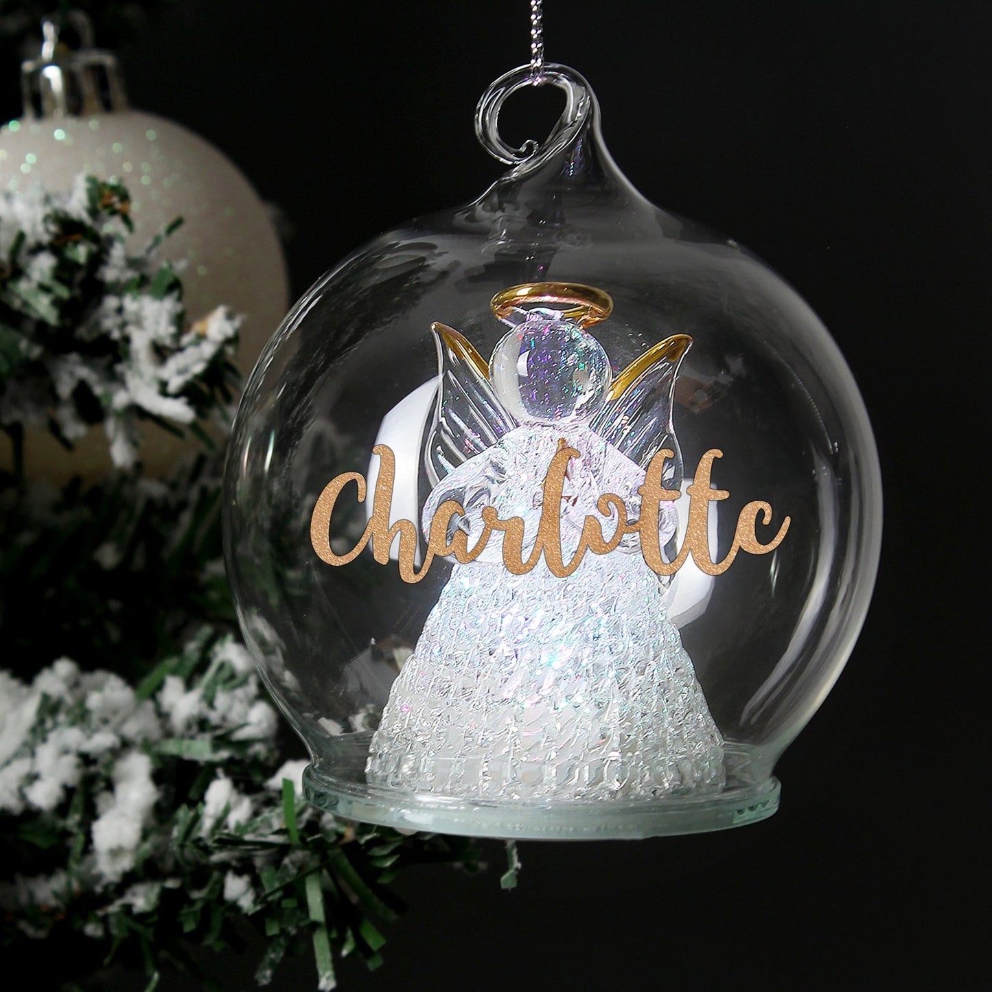 Personalised Christmas LED Colour Changing Angel Tree Bauble