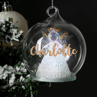 Personalised Christmas LED Colour Changing Angel Tree Bauble