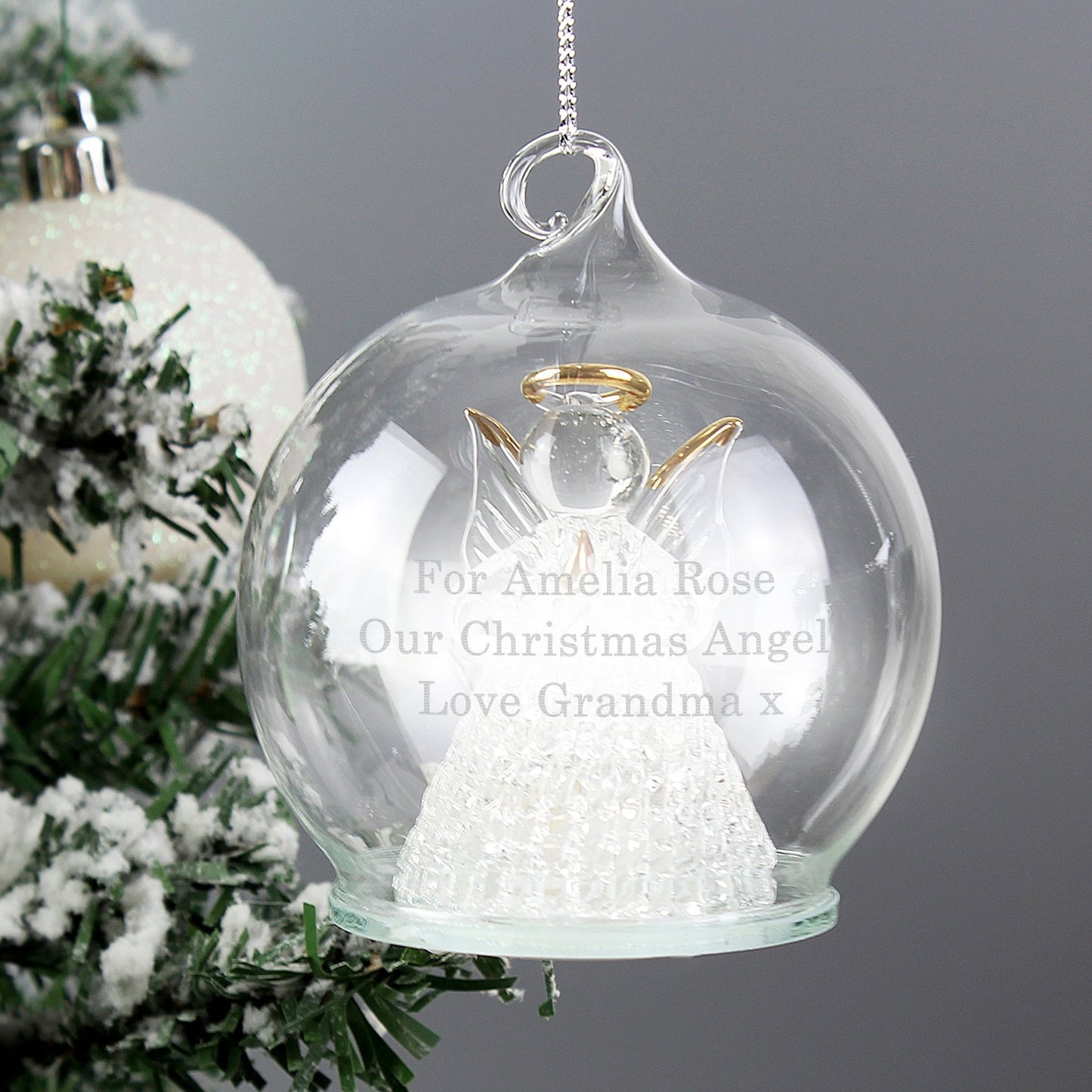 Personalised Christmas Colour Changing LED Angel Tree Bauble