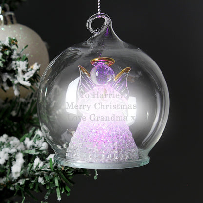 Personalised Christmas Colour Changing LED Angel Tree Bauble