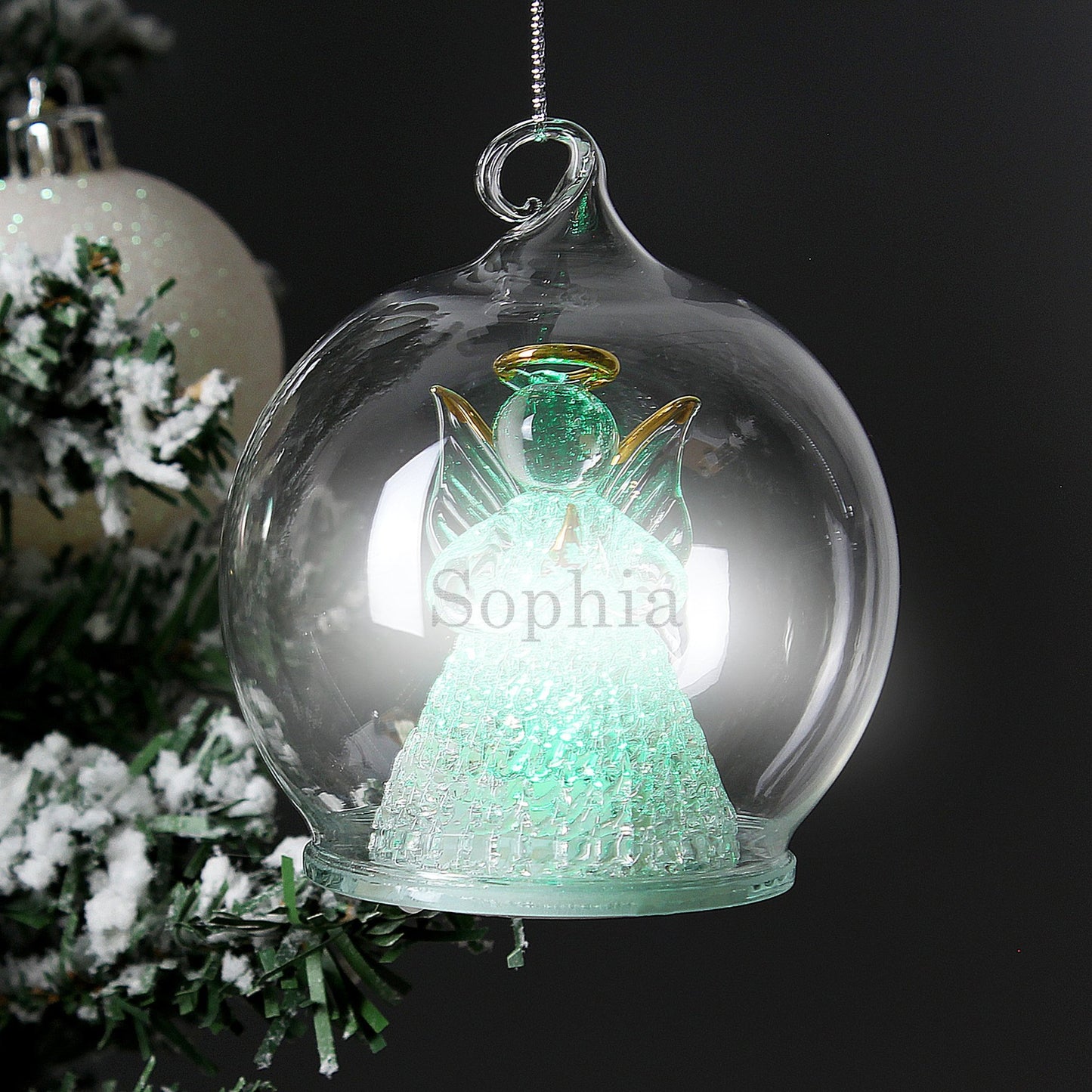 Personalised Christmas Colour Changing LED Angel Tree Bauble