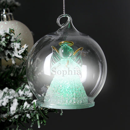 Personalised Christmas Colour Changing LED Angel Tree Bauble