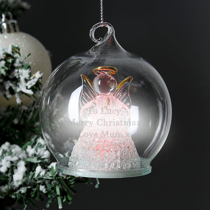 Personalised Christmas Colour Changing LED Angel Tree Bauble