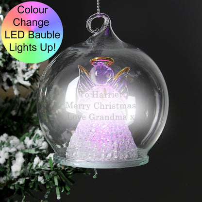 Personalised Christmas Colour Changing LED Angel Tree Bauble