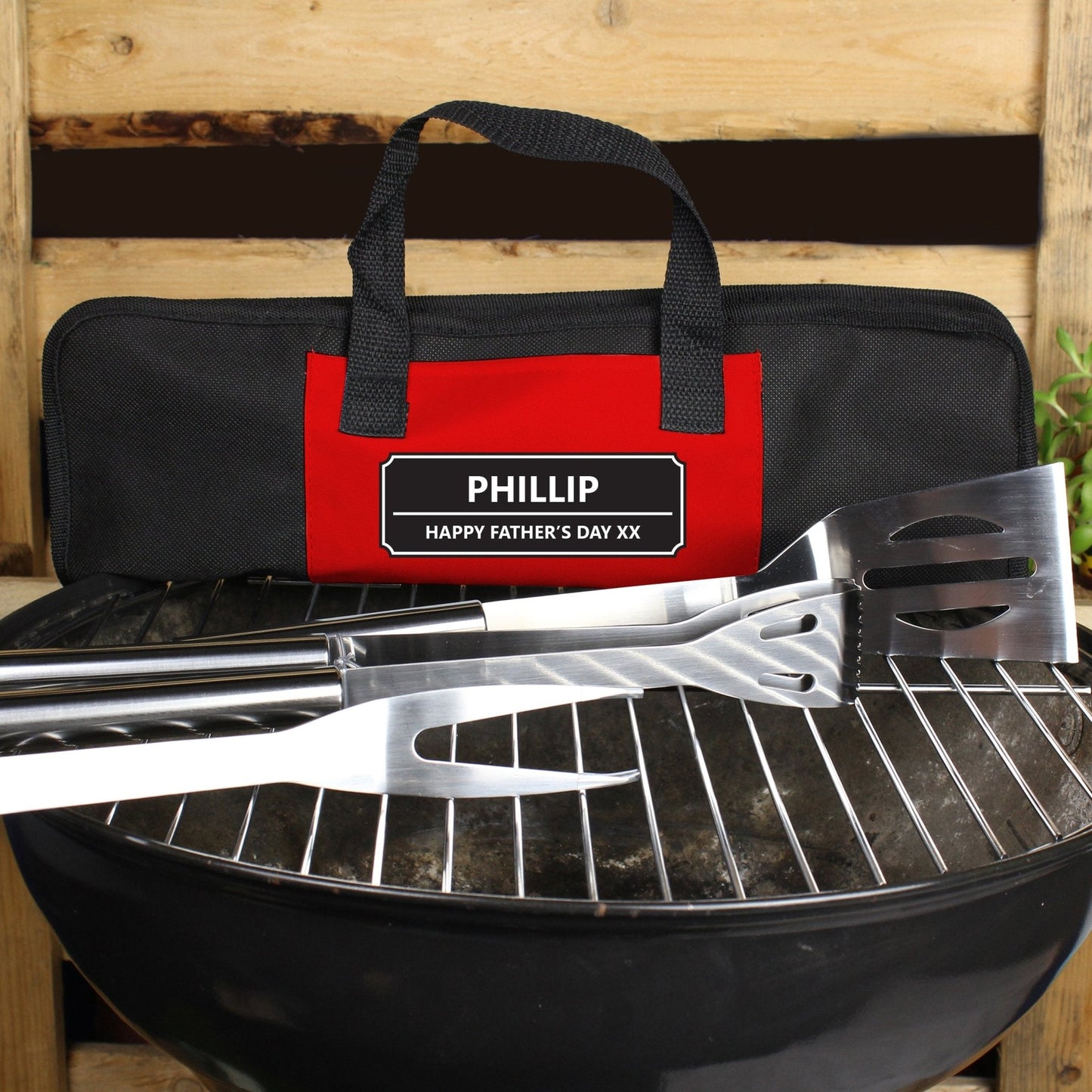 Personalised Classic Stainless Steel BBQ Utensils Kit with Storage Bag