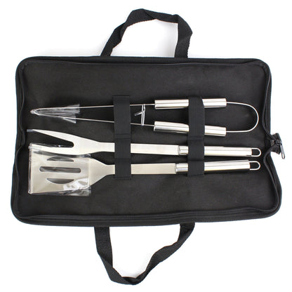 Personalised Classic Stainless Steel BBQ Utensils Kit with Storage Bag