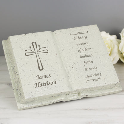 Personalised Cross Memorial Book Graveside Remembrance Plaque