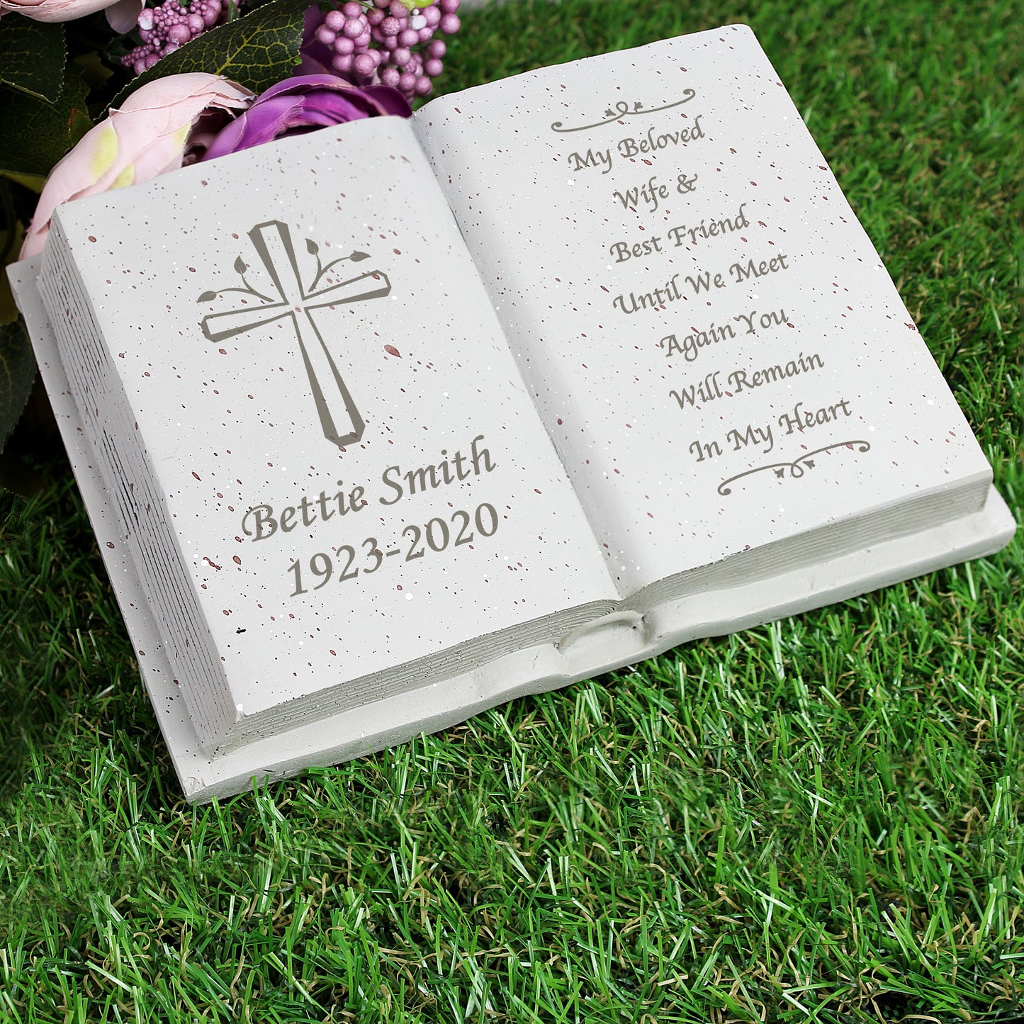 Personalised Cross Memorial Book Graveside Remembrance Plaque