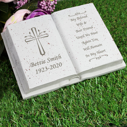 Personalised Cross Memorial Book Graveside Remembrance Plaque