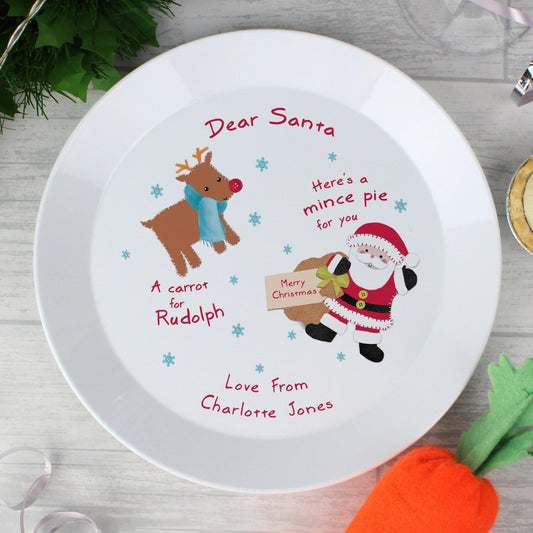 Personalised Cute Cartoon Santa Rudolph Christmas Eve Mince Pie Plate