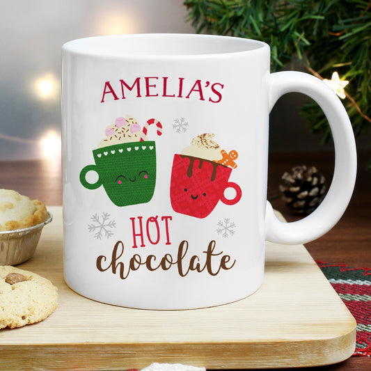 Personalised Cute Christmas Hot Chocolate White Ceramic Mug