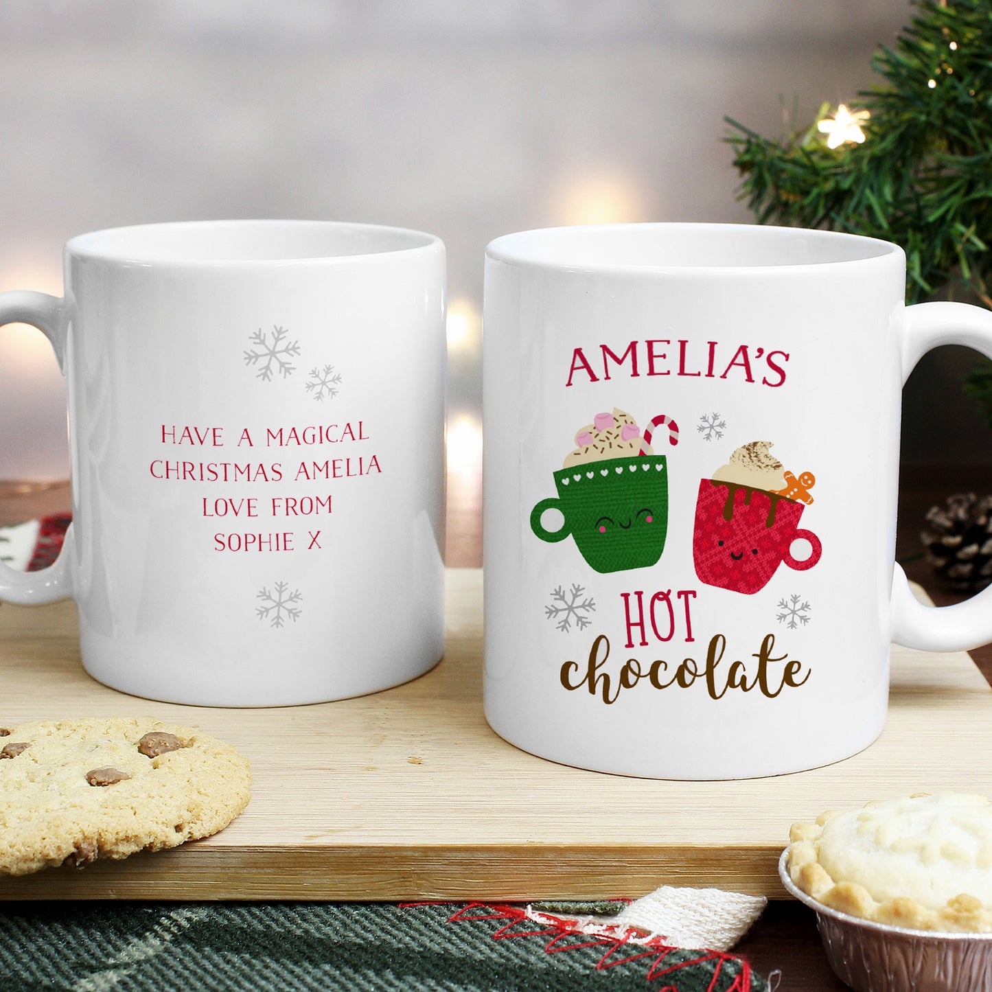 Personalised Cute Christmas Hot Chocolate White Ceramic Mug