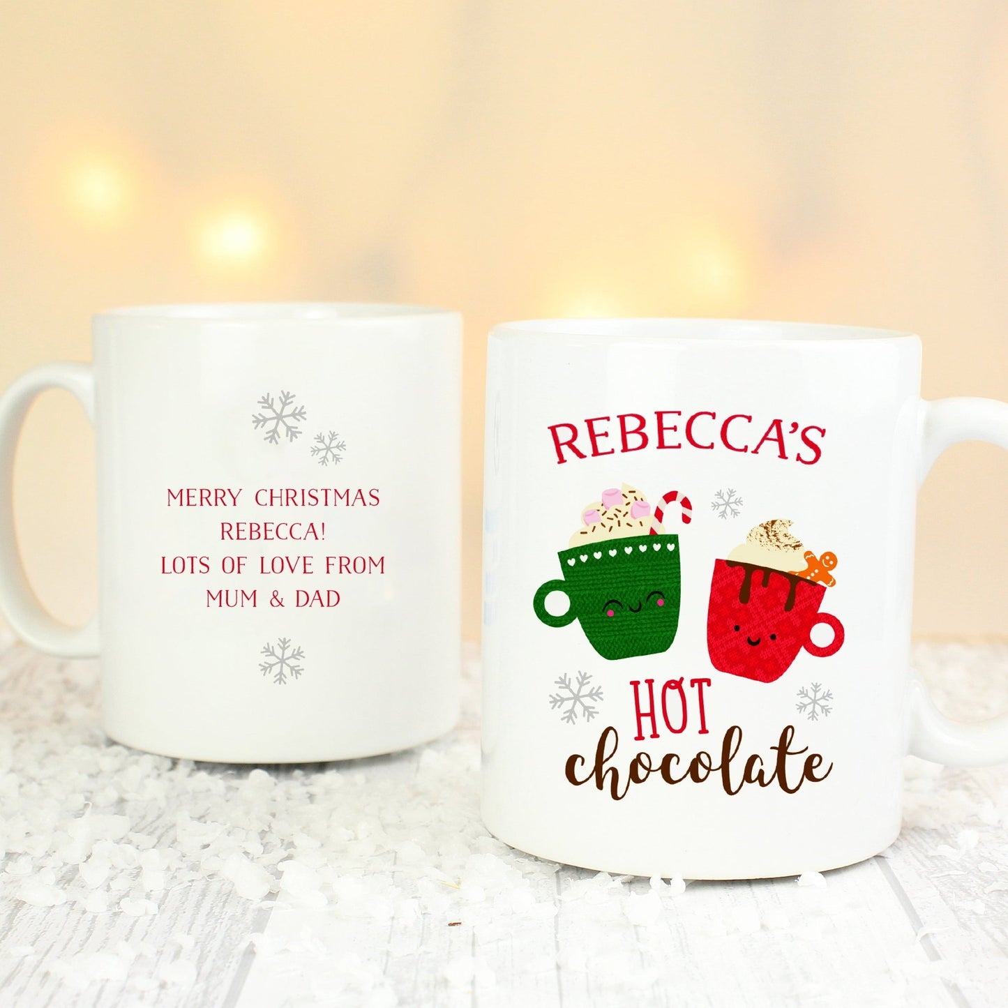 Personalised Cute Christmas Hot Chocolate White Ceramic Mug