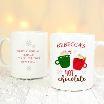 Personalised Cute Christmas Hot Chocolate White Ceramic Mug