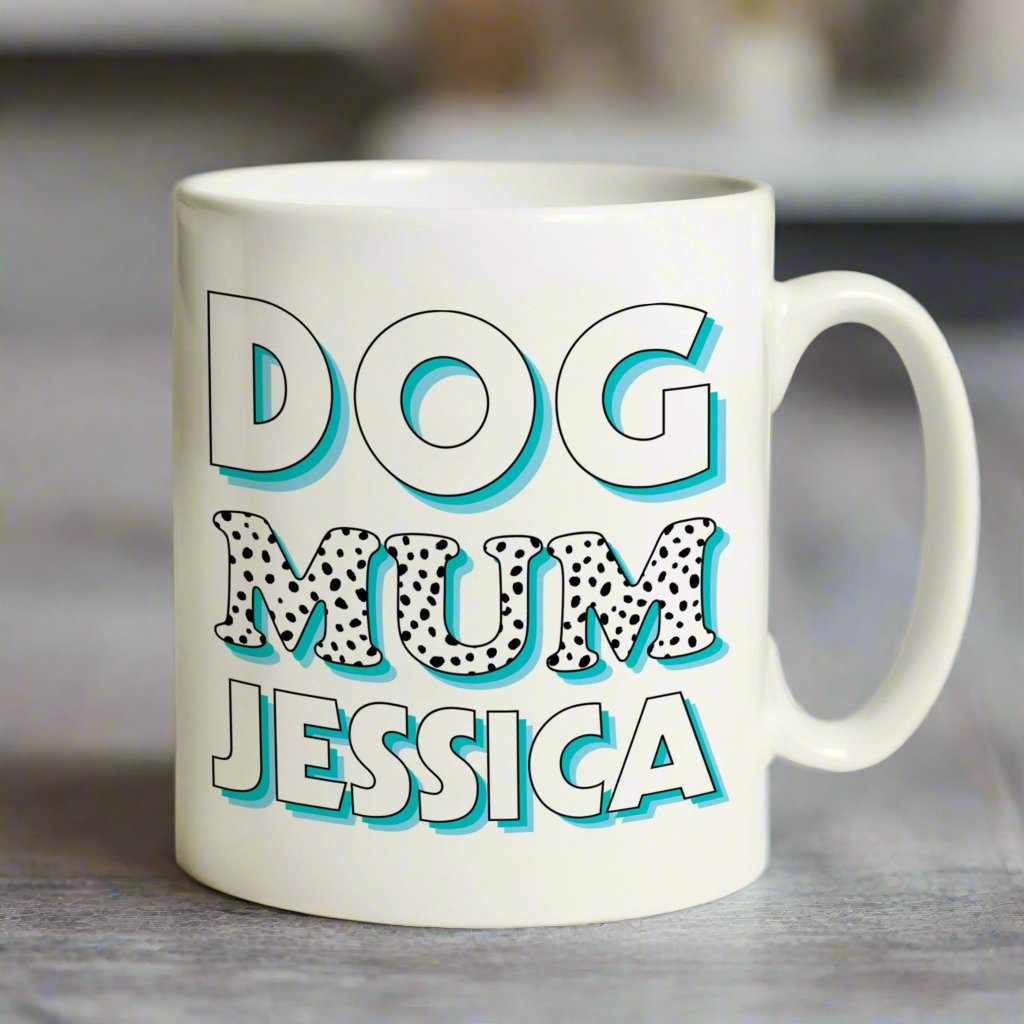 Personalised Dog Mum Blue Spots Mug Dog Lover Gift