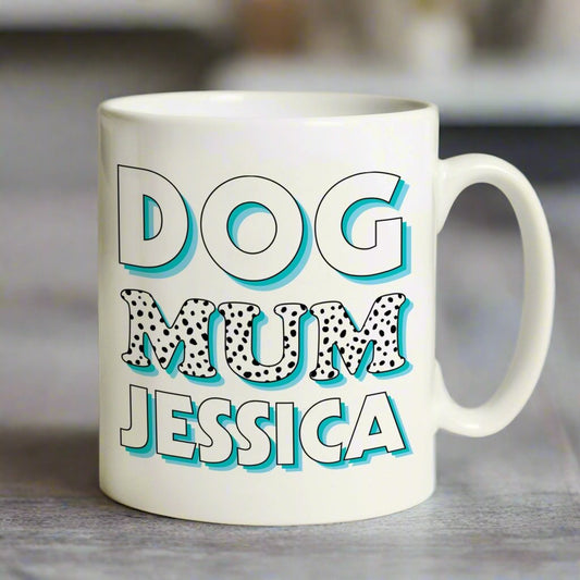 Personalised Dog Mum Blue Spots Mug Dog Lover Gift