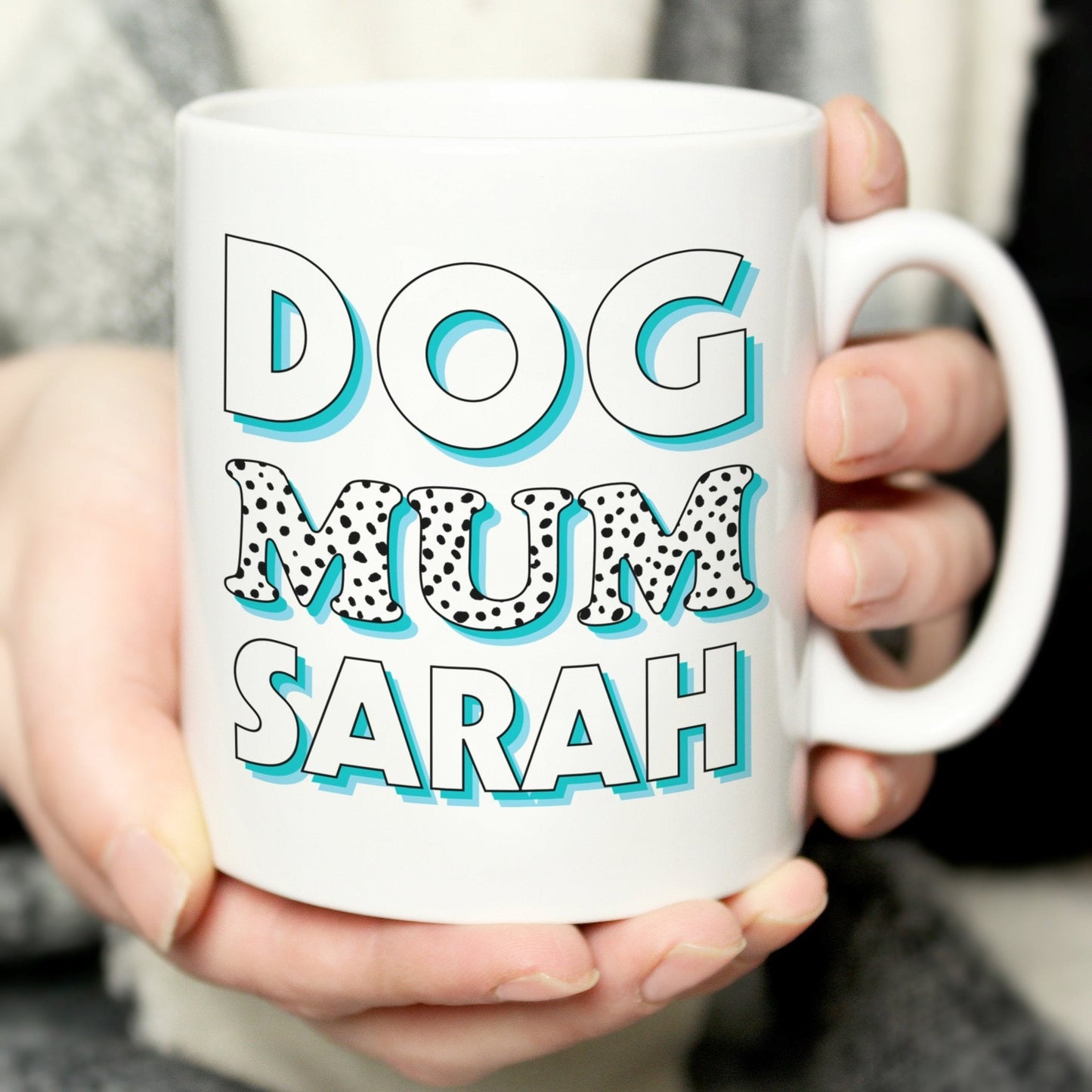 Personalised Dog Mum Blue Spots Mug Dog Lover Gift