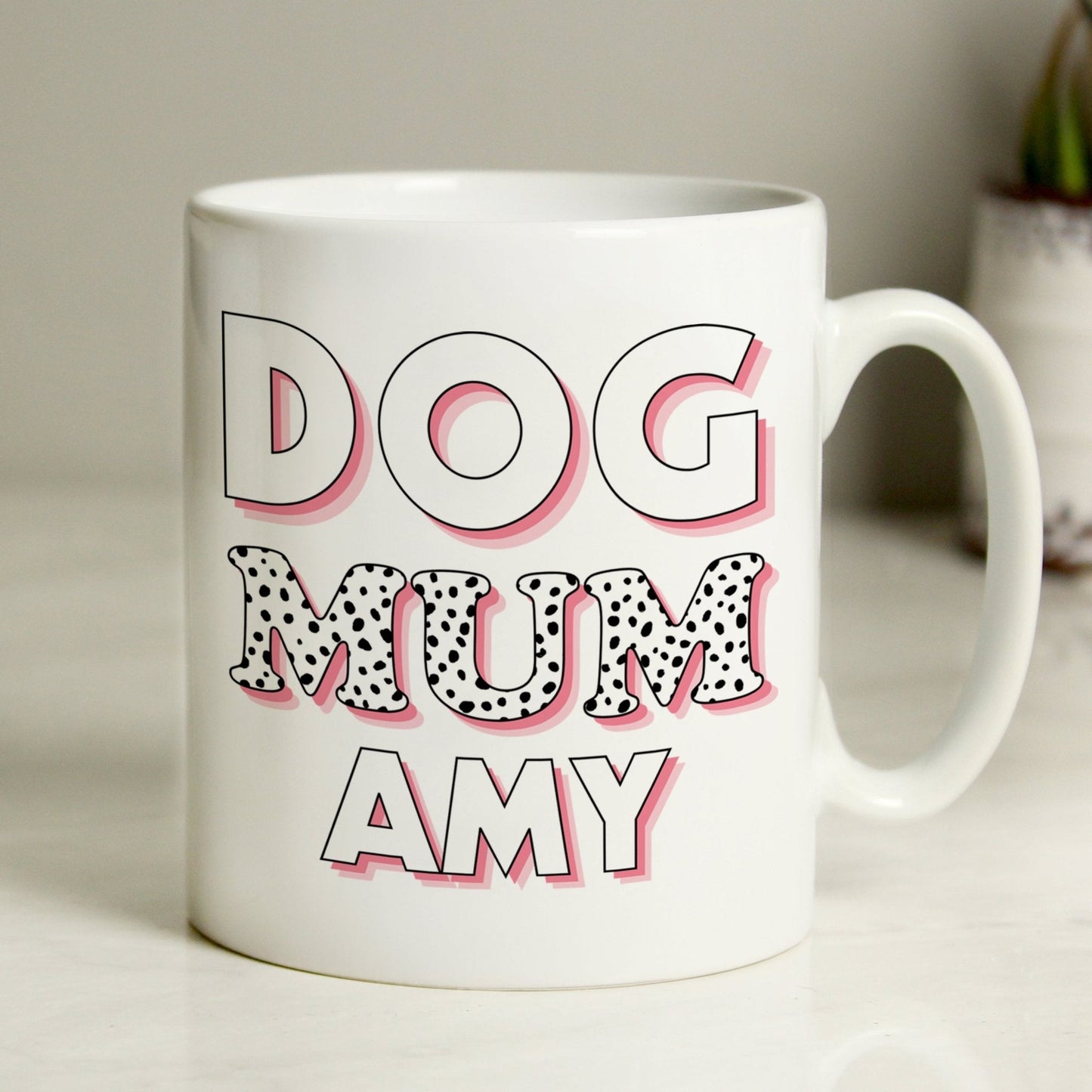 Personalised Dog Mum Pink Spots Mug Dog Lover Gift