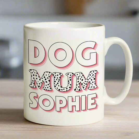 Personalised Dog Mum Pink Spots Mug Dog Lover Gift
