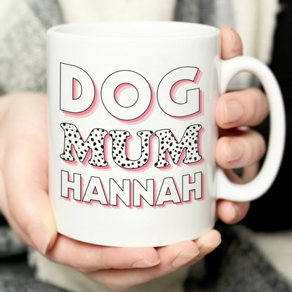 Personalised Dog Mum Pink Spots Mug Dog Lover Gift