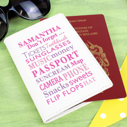 Personalised Don't Forget Travel List... Cream Passport Holder