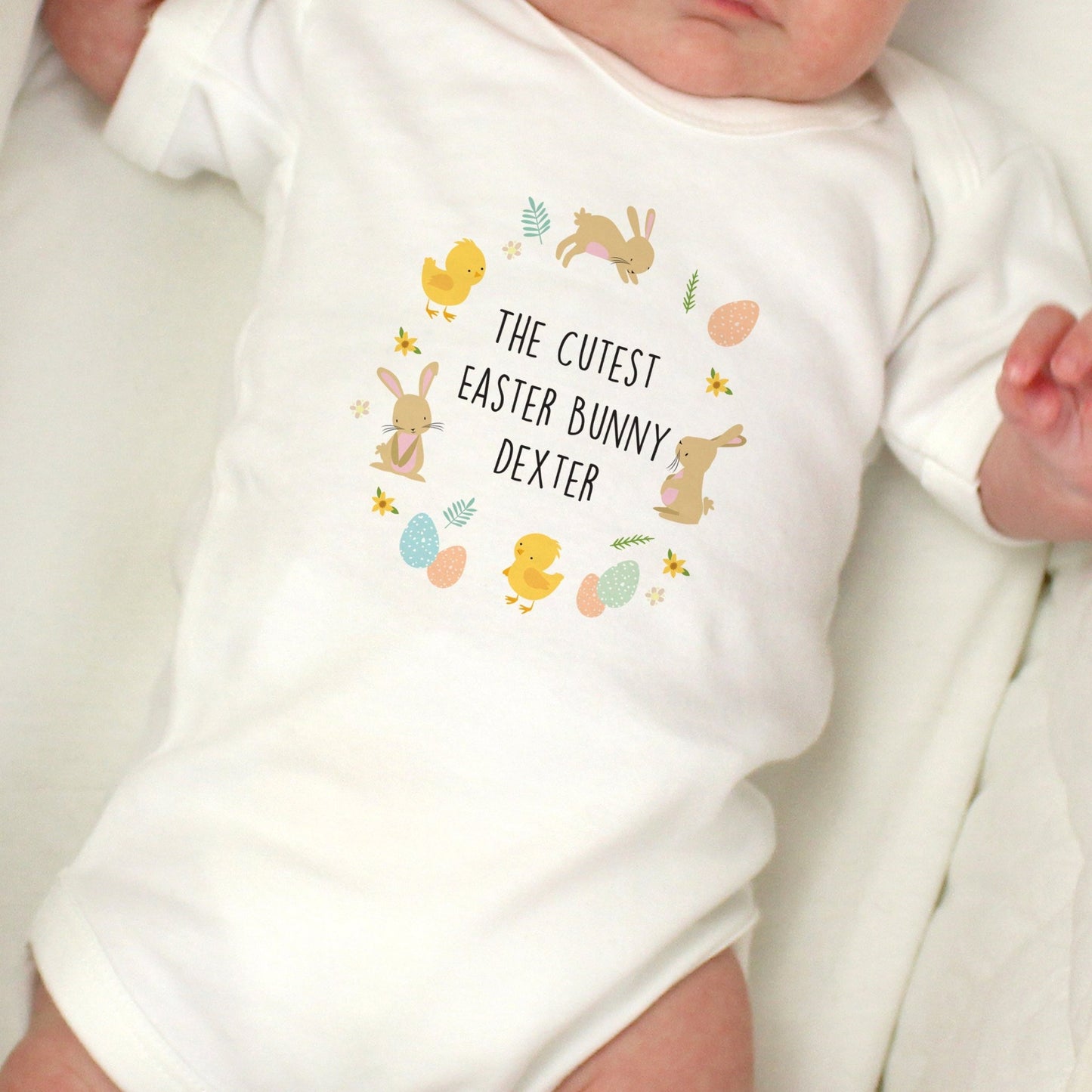 Personalised Easter Bunny & Chick Cotton Baby Vest
