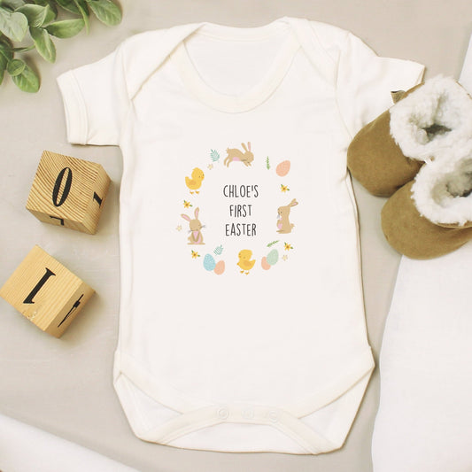 Personalised Easter Bunny & Chick Cotton Baby Vest