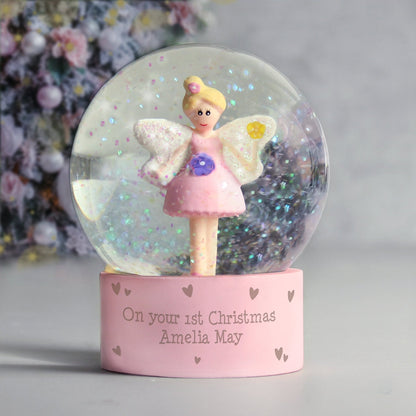 Personalised Fairy Message Pink Glitter Snow Globe - Water Ball