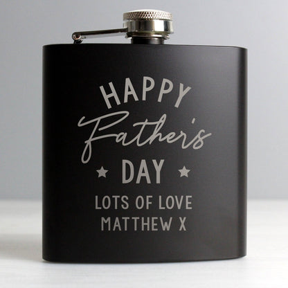 Personalised Father's Day Black 6oz Hip Flask with Gift Box