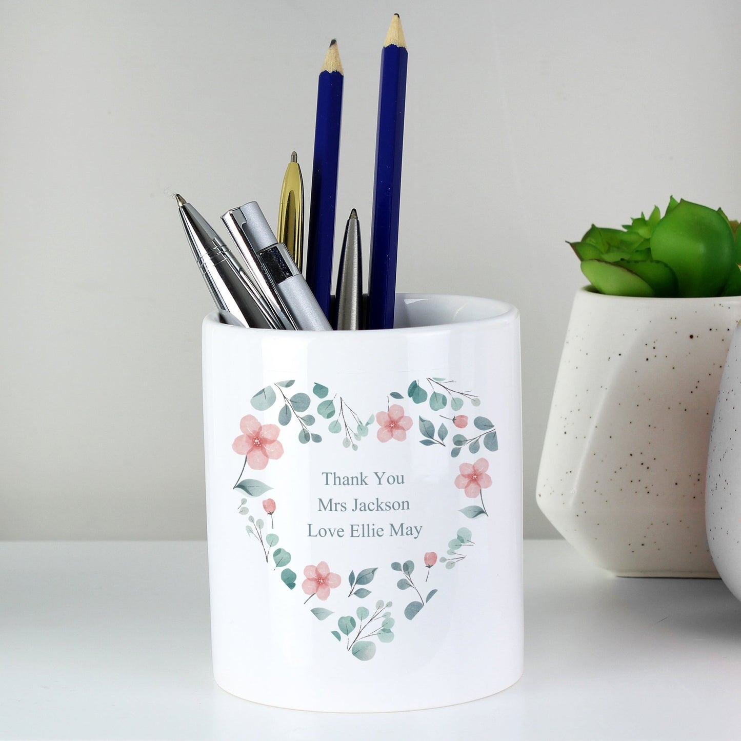 Personalised Floral Heart Message Ceramic Storage Pot