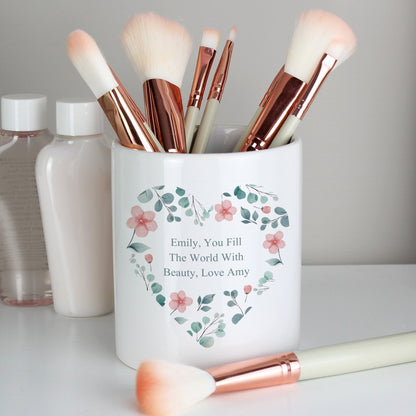 Personalised Floral Heart Message Ceramic Storage Pot