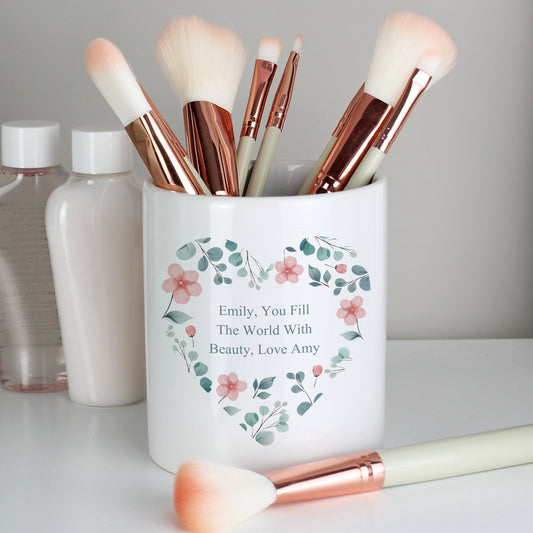 Personalised Floral Heart Message Ceramic Storage Pot