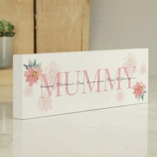 Personalised Floral Sentimental Wooden Mantel Block Decoration