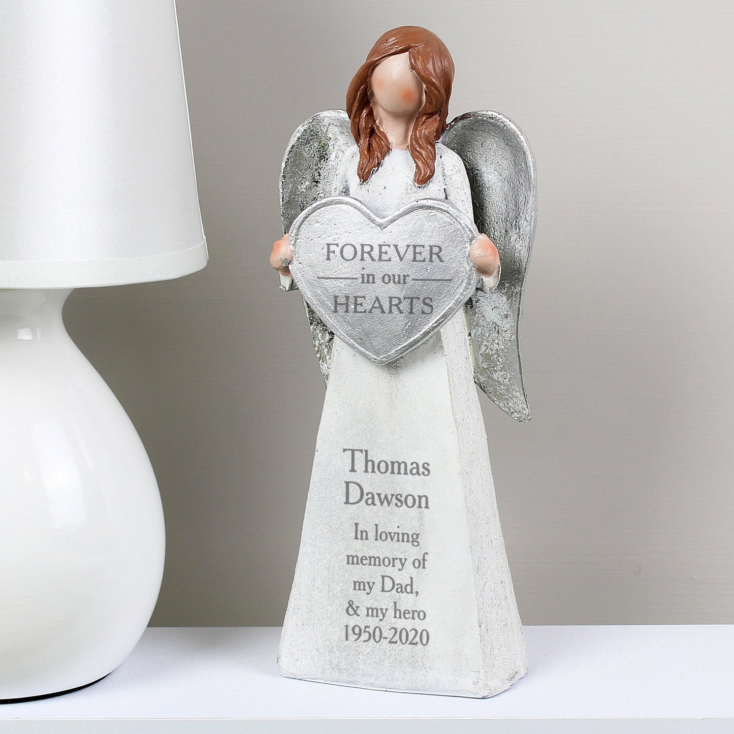 Personalised Forever in Our Hearts Memorial Angel Figurine Ornament