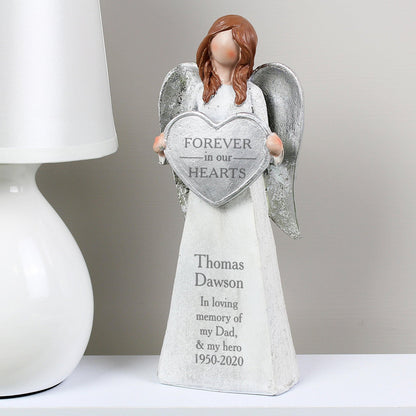 Personalised Forever in Our Hearts Memorial Angel Figurine Ornament