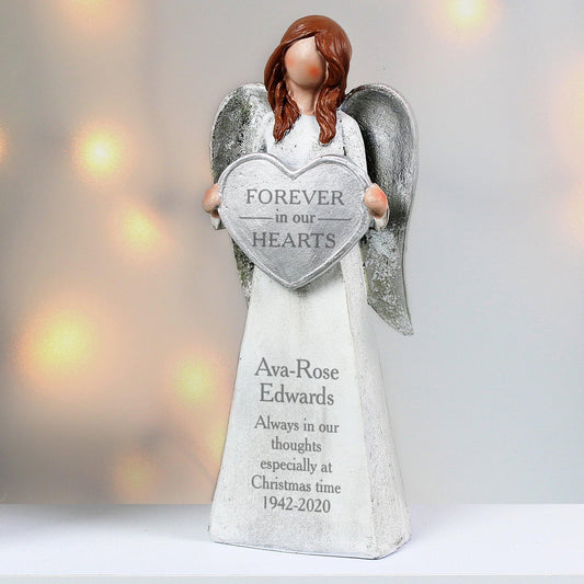 Personalised Forever in Our Hearts Memorial Angel Figurine Ornament