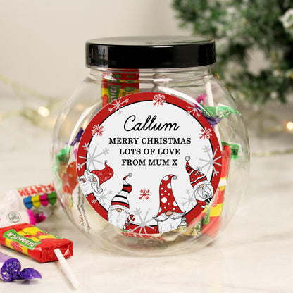 Personalised Gonk Gnome Christmas Filled Sweets Jar