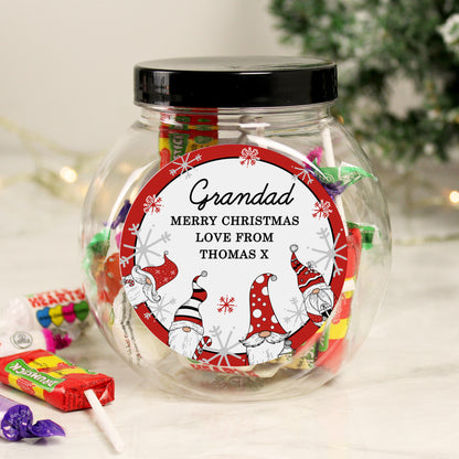 Personalised Gonk Gnome Christmas Filled Sweets Jar