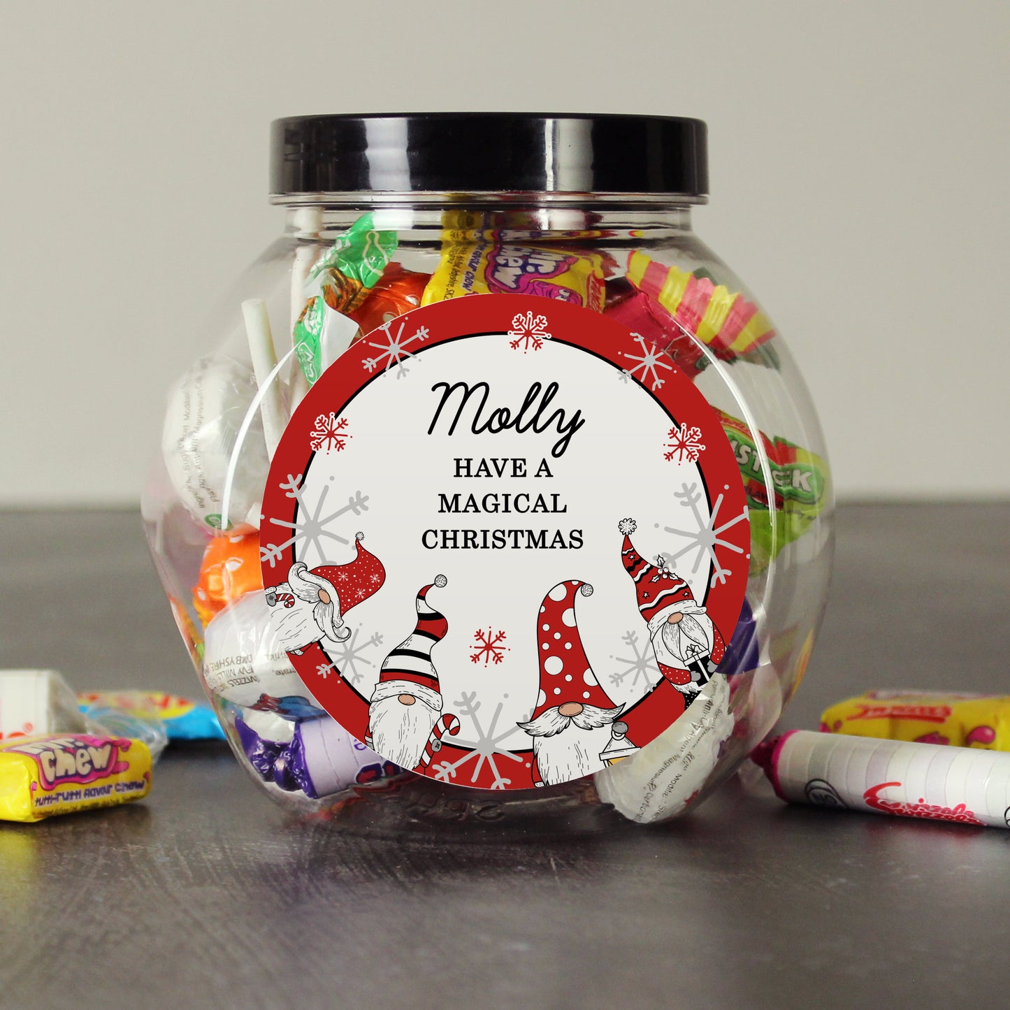 Personalised Gonk Gnome Christmas Filled Sweets Jar