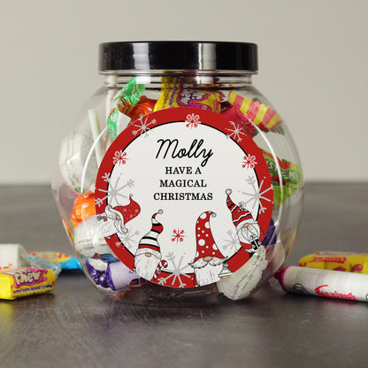 Personalised Gonk Gnome Christmas Filled Sweets Jar