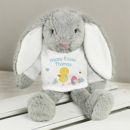 Personalised Grey Floppy Ears Plush Easter Meadow Bunny Rabbit