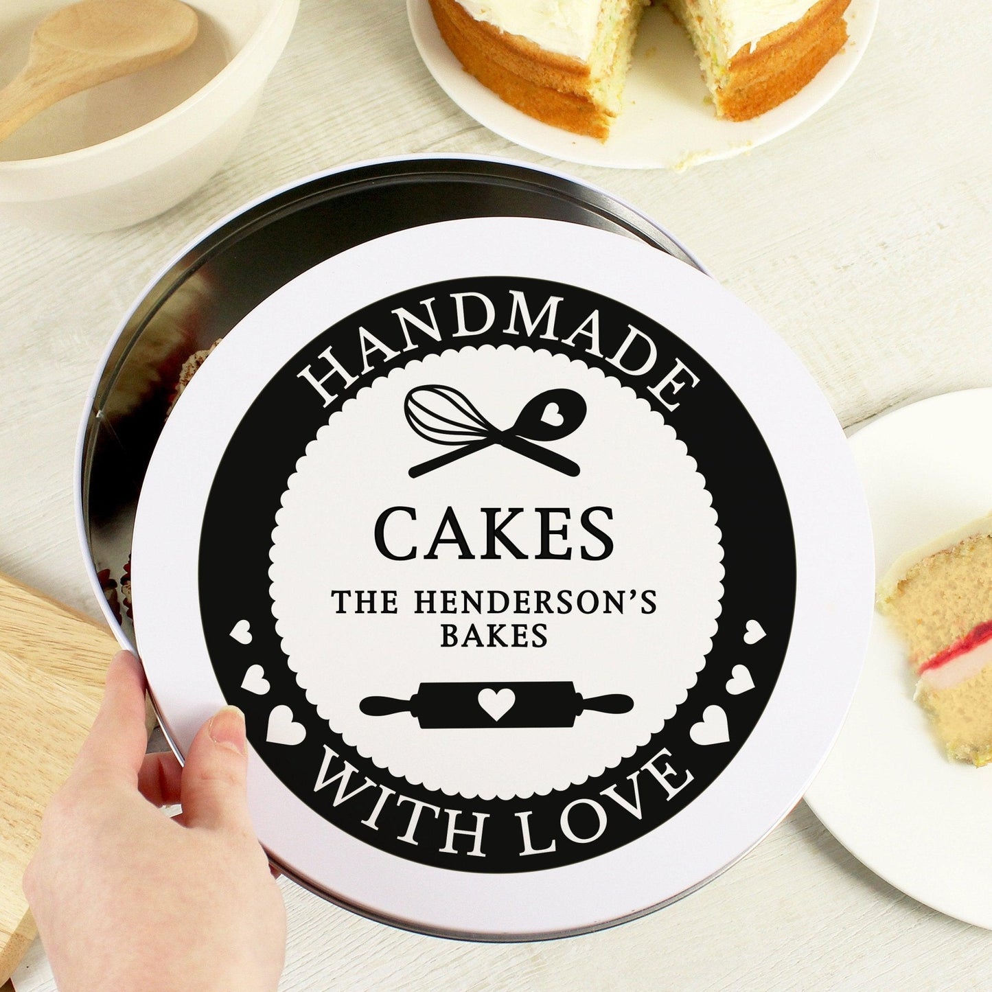 Personalised Handmade With Love Cake Biscuits Metal Storage Tin