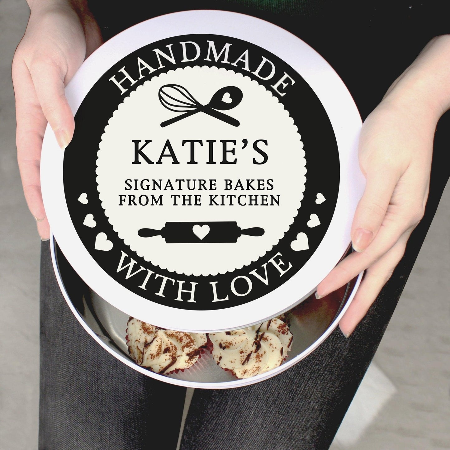 Personalised Handmade With Love Cake Biscuits Metal Storage Tin