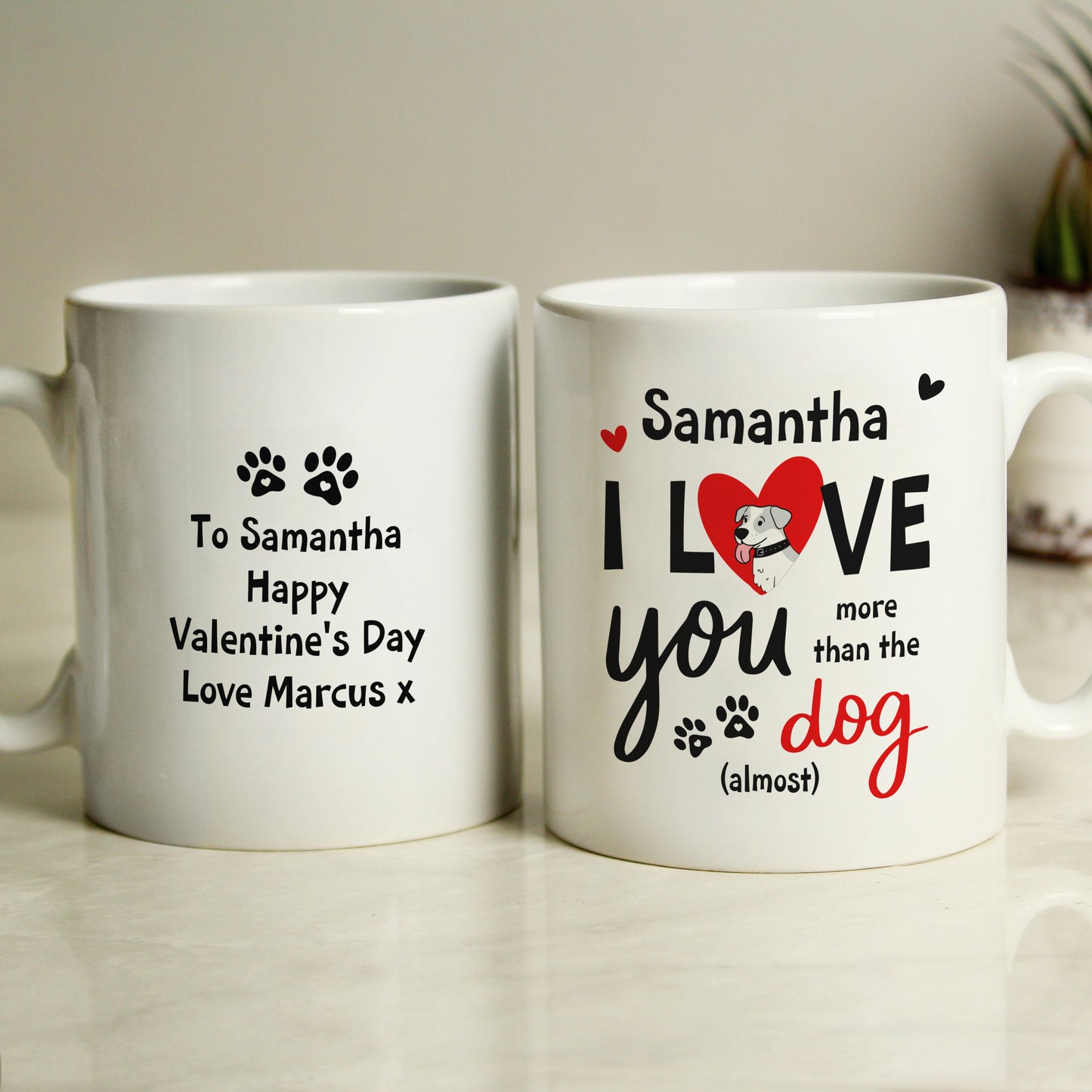 Personalised I Love You More Than The Dog Funny Mug Gift