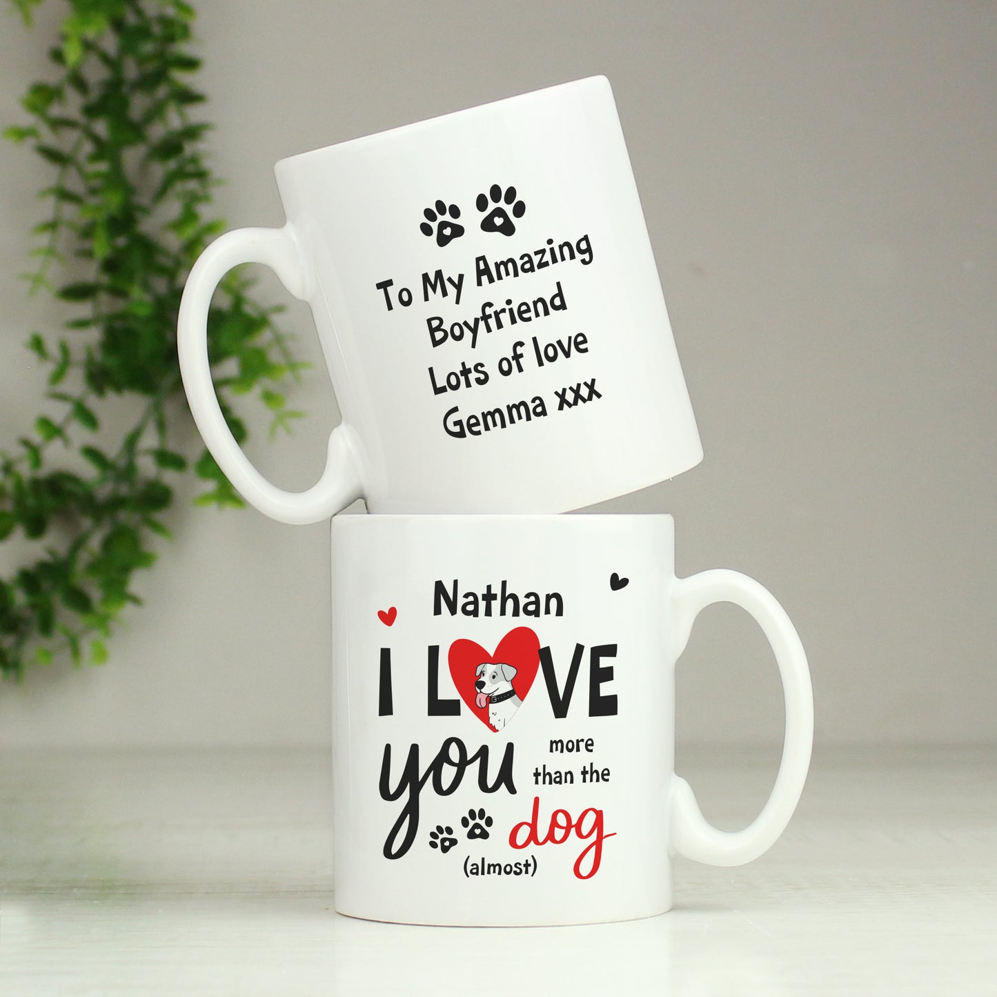 Personalised I Love You More Than The Dog Funny Mug Gift