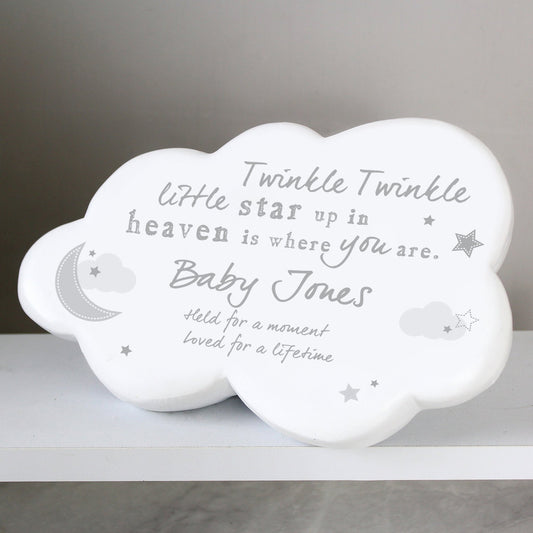 Personalised Kids Memorial Cloud Graveside Plaque - Twinkle Twinkle Little Star